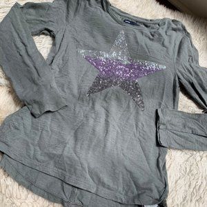 ☆ Gray star sequin long sleeve shirt